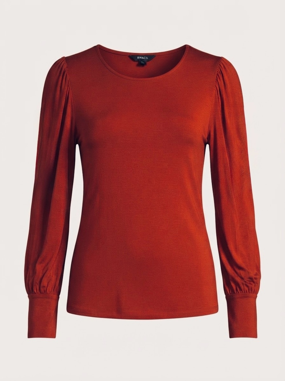 RW & Co Women’s Long Sleeve Crewneck Top in a Rust Pumpkin fall shade!